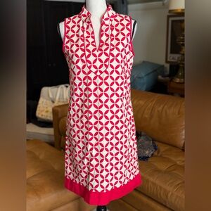 Jessica Howard Mid Century Hot Pink and White Dress